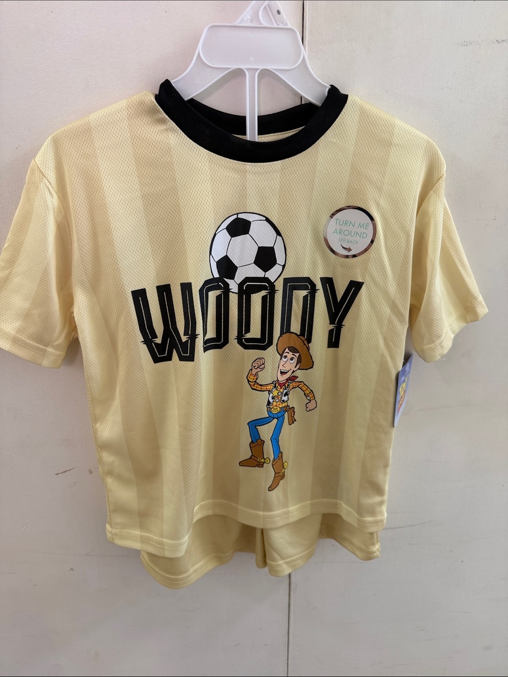 Disney Woody Graphic Short Sleeve Tee in Yellow with Black Trim